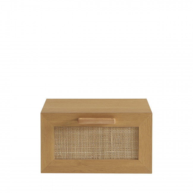 June - Lot de 2 tables de chevet murales avec rangement en bois et cannage