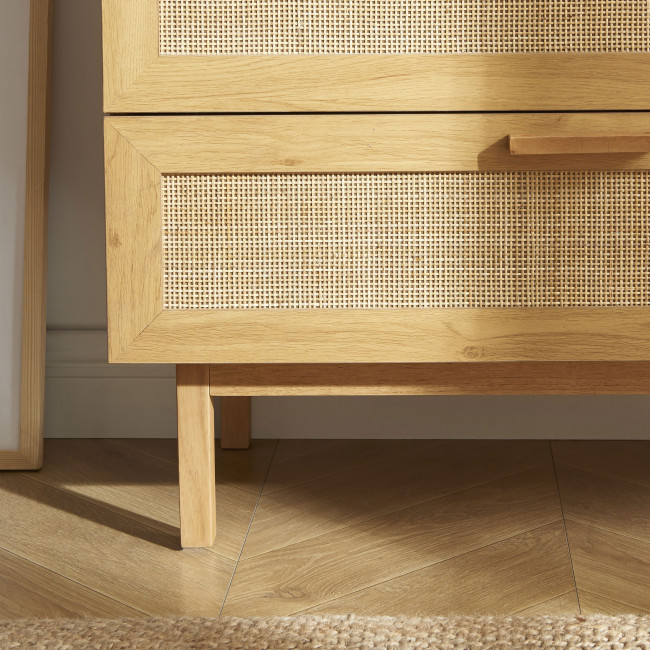 June - Commode 3 tiroirs en bois et cannage L85cm
