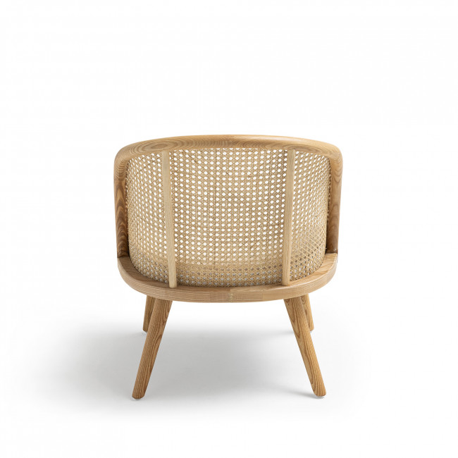 Candice - Fauteuil en tissu bouclette et rotin