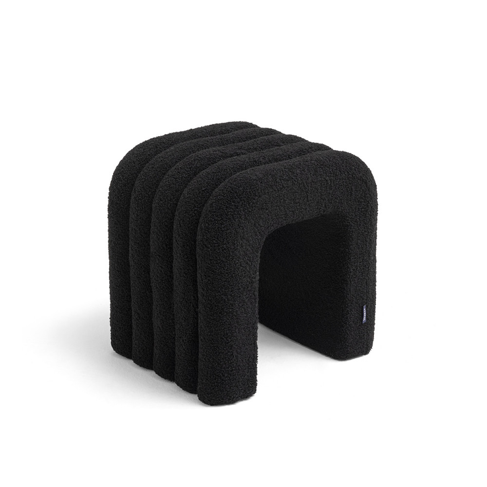 mui - tabouret rembourré en tissu bouclette - couleur - noir