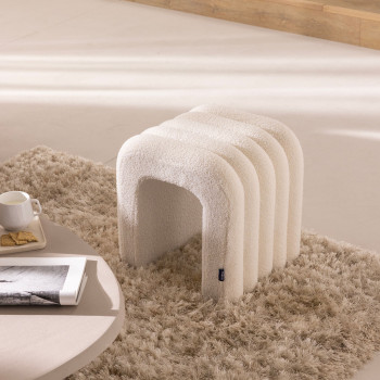 Mui - Tabouret rembourré en tissu bouclette