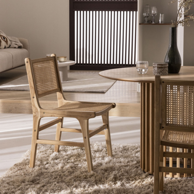 Basuki - Lot de 2 chaises en teck et cannage