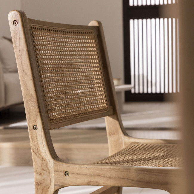 Basuki - Lot de 2 chaises en teck et cannage