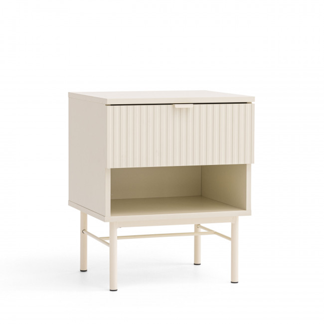 Molly - Table de chevet 1 tiroir, 1 niche en bois et métal