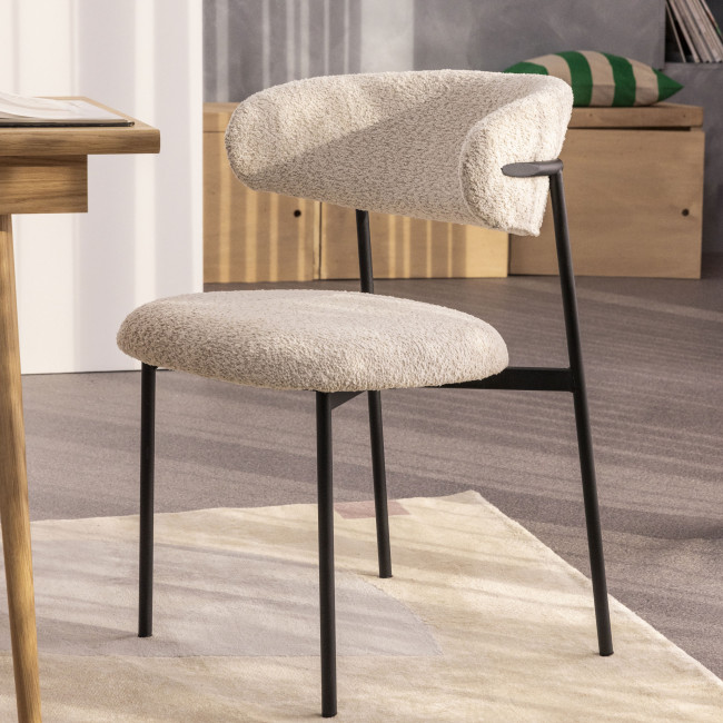 Ester - Lot de 2 chaises en tissu bouclette et métal