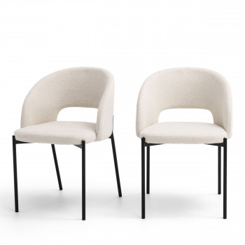 Soren - Lot de 2 chaises en tissu bouclette et métal