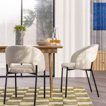 Soren - Lot de 2 chaises en tissu bouclette et métal