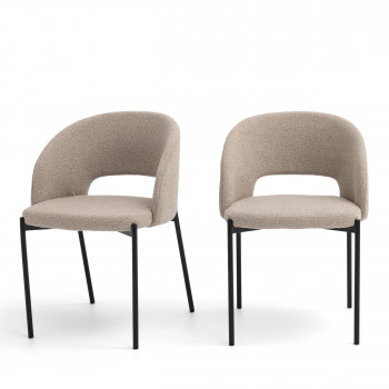 Soren - Lot de 2 chaises en tissu bouclette et métal