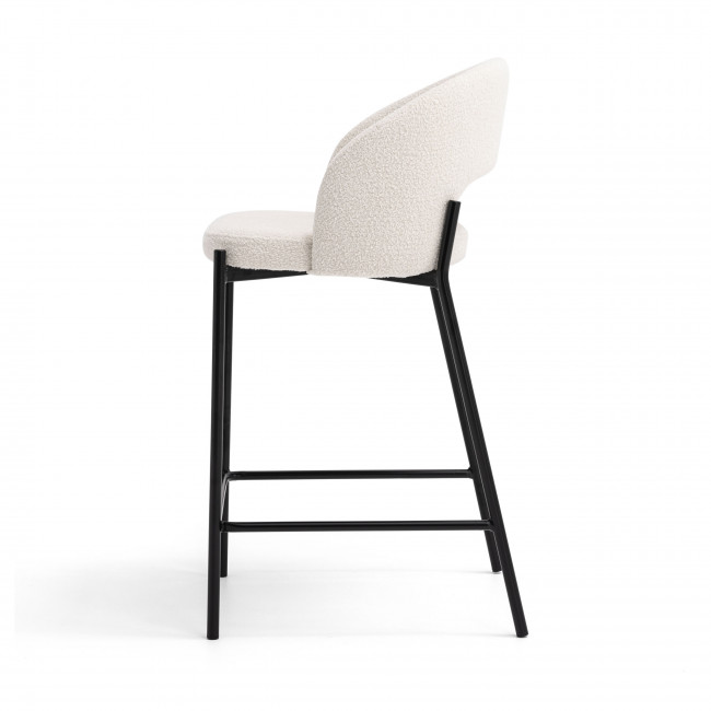 Soren - Lot de 2 chaises de bar en tissu bouclette et métal 65cm