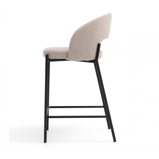Soren - Lot de 2 chaises de bar en tissu bouclette et métal 65cm