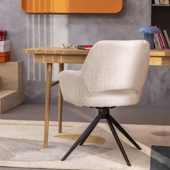 Ivar - Chaise de bureau en tissu bouclette et métal