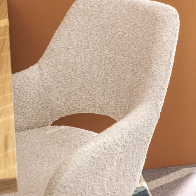 Ivar - Chaise de bureau en tissu bouclette et métal