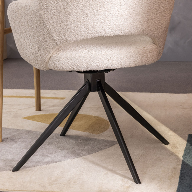 Ivar - Chaise de bureau en tissu bouclette et métal
