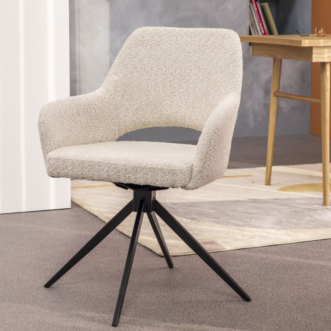 Ivar - Chaise de bureau en tissu bouclette et métal