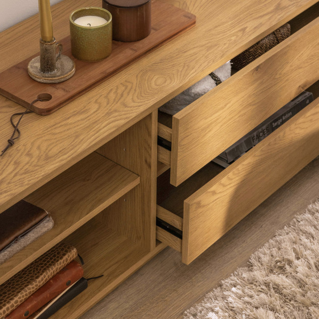 Since - Meuble tv 2 tiroirs, 2 niches en bois L180cm
