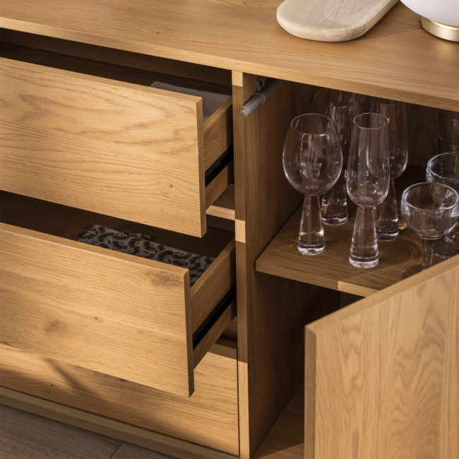 Since - Buffet 2 portes, 3 tiroirs en bois L180cm