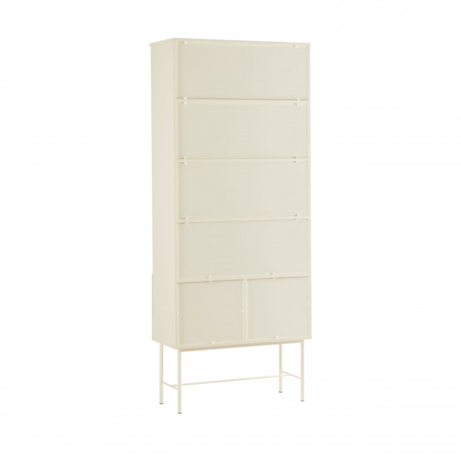 Molly - Bibliothèque 4 niches, 2 portes en bois et métal H180cm