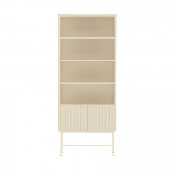 Molly - Bibliothèque 4 niches, 2 portes en bois et métal H180cm