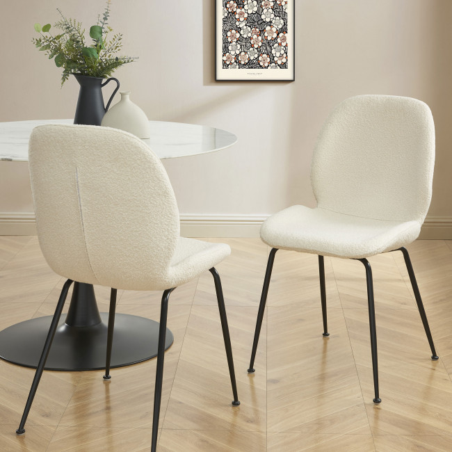 Ray - Lot de 2 chaises en tissu bouclette et métal