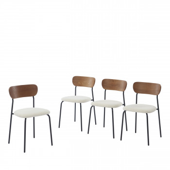 Nalon - Lot de 4 chaises en tissu bouclette et métal