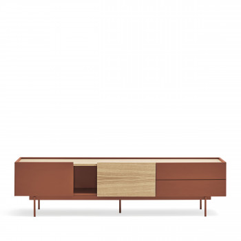 Otto - Meuble TV 2 portes, 2 tiroirs en bois L180 cm