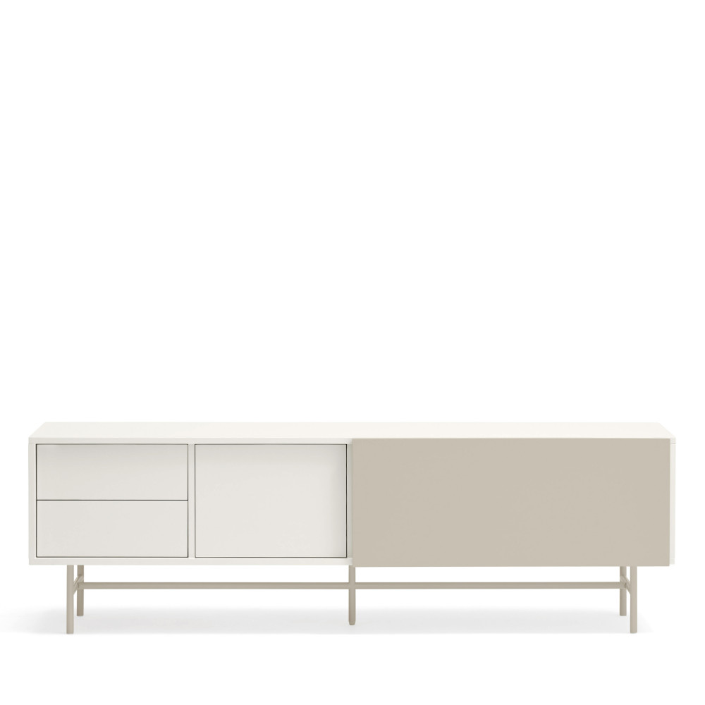 nube - meuble tv avec porte coulissante en bois l180 cm - couleur - beige