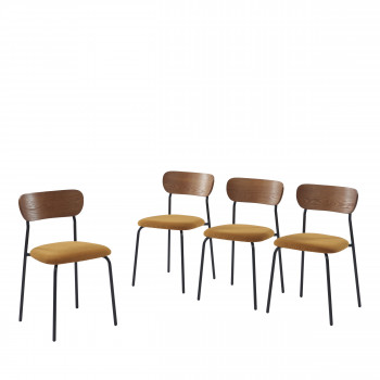 Nalon - Lot de 4 chaises en velours côtelé et métal
