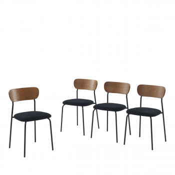 Nalon - Lot de 4 chaises en velours côtelé et métal