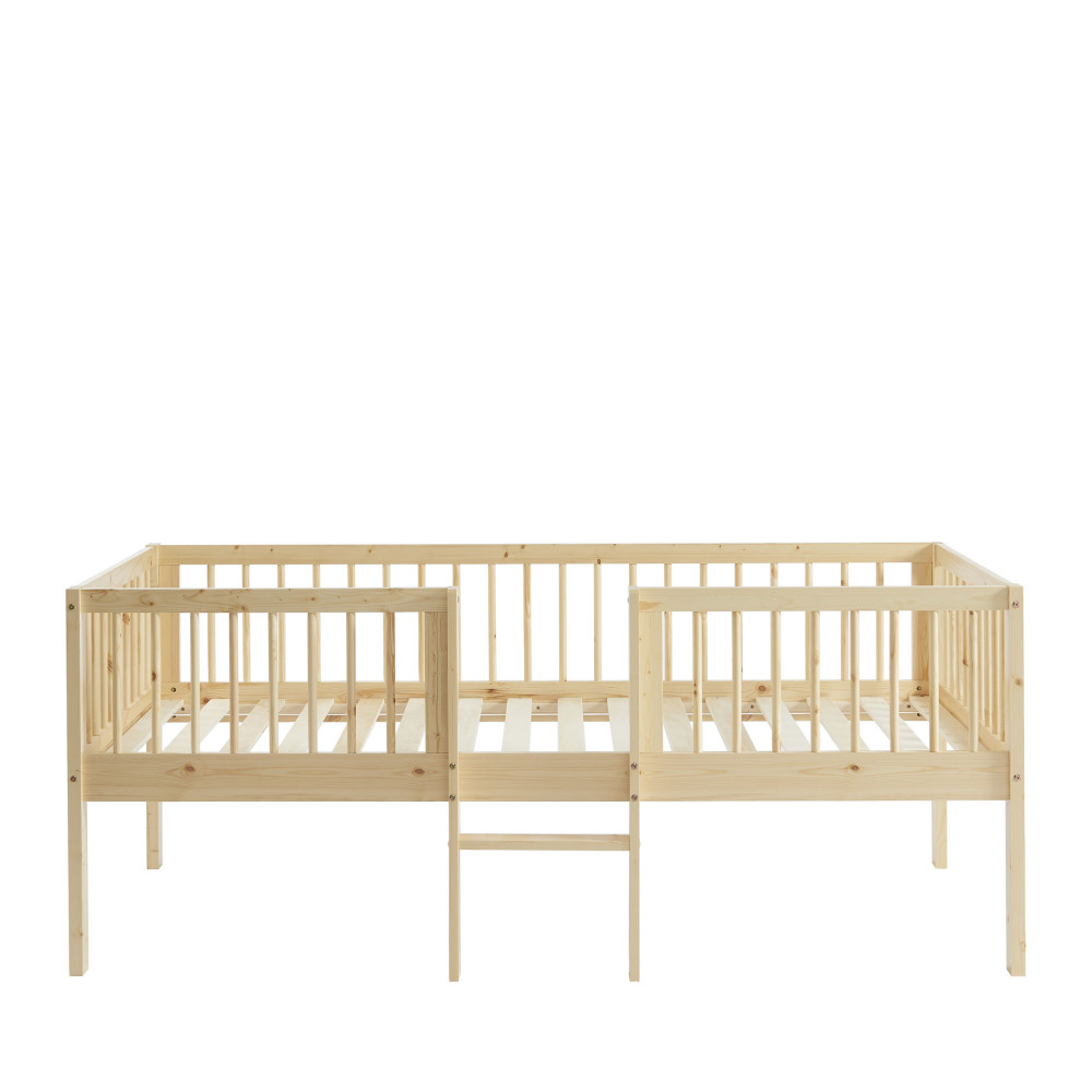 sasha - cadre de lit pour enfant avec échelle en bois 90x190cm - couleur - naturel