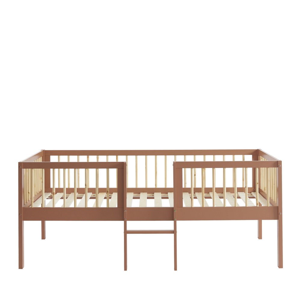 sasha - cadre de lit pour enfant avec échelle en bois 90x190cm - couleur - terracotta