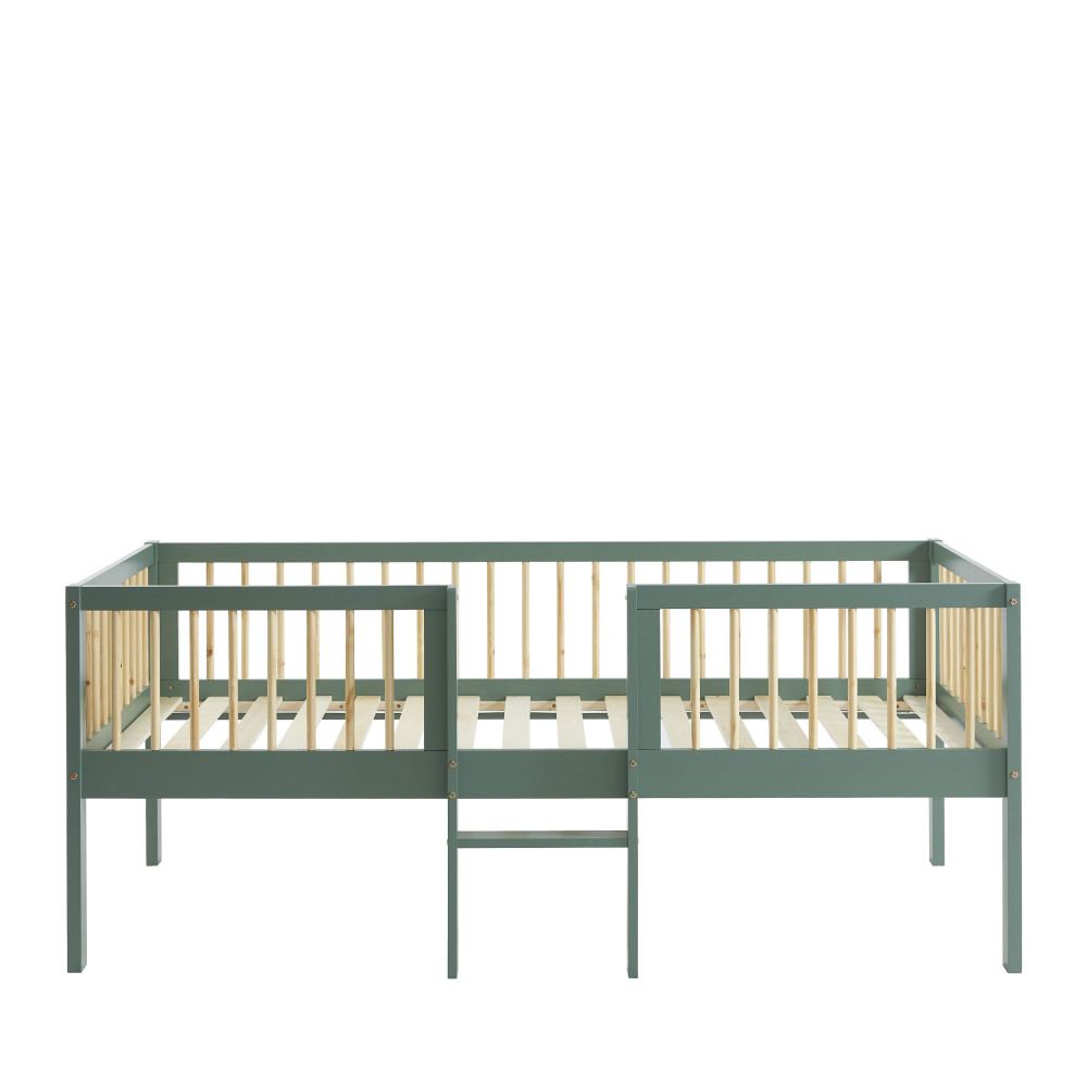 sasha - cadre de lit pour enfant avec échelle en bois 90x190cm - couleur - vert