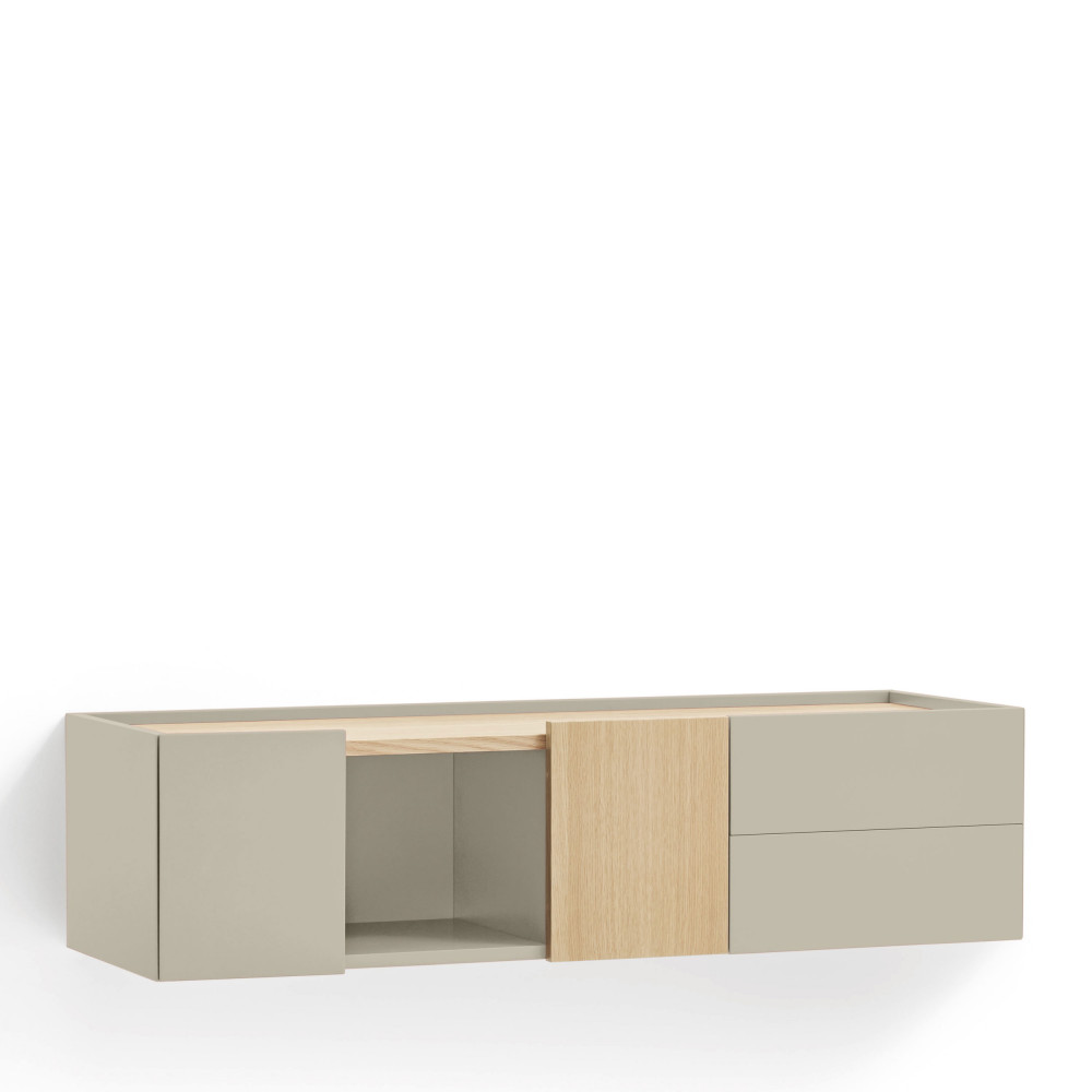 otto - console murale 2 portes, 2 tiroirs en bois l110cm - couleur - beige