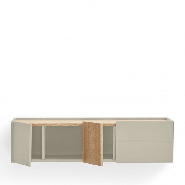 Otto - Console murale 2 portes, 2 tiroirs en bois