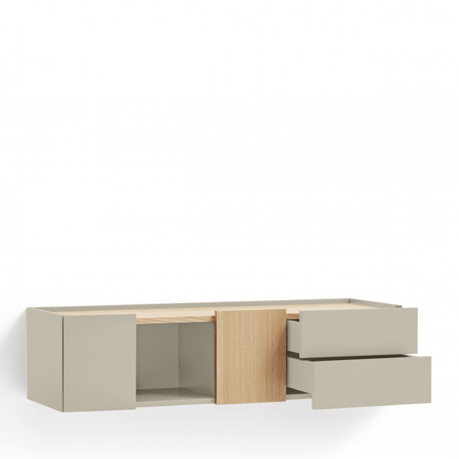 Otto - Console murale 2 portes, 2 tiroirs en bois