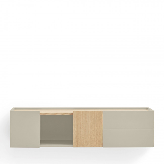 Otto - Console murale 2 portes, 2 tiroirs en bois