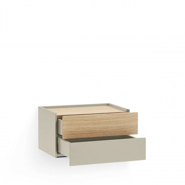 Otto - Table de chevet murale 2 tiroirs en bois