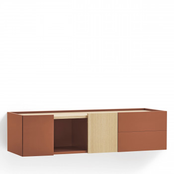 Otto - Console murale 2 portes, 2 tiroirs en bois