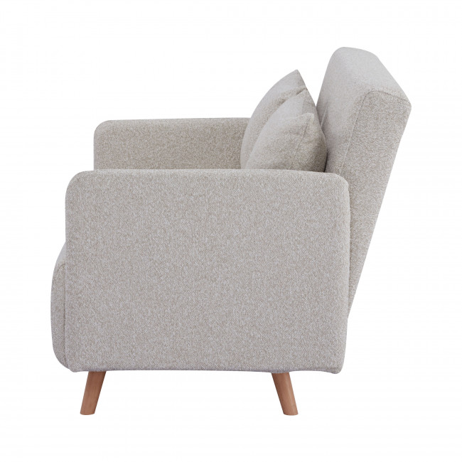 Belushi - Canapé convertible 2 places en tissu bouclette pieds bois clair L120cm