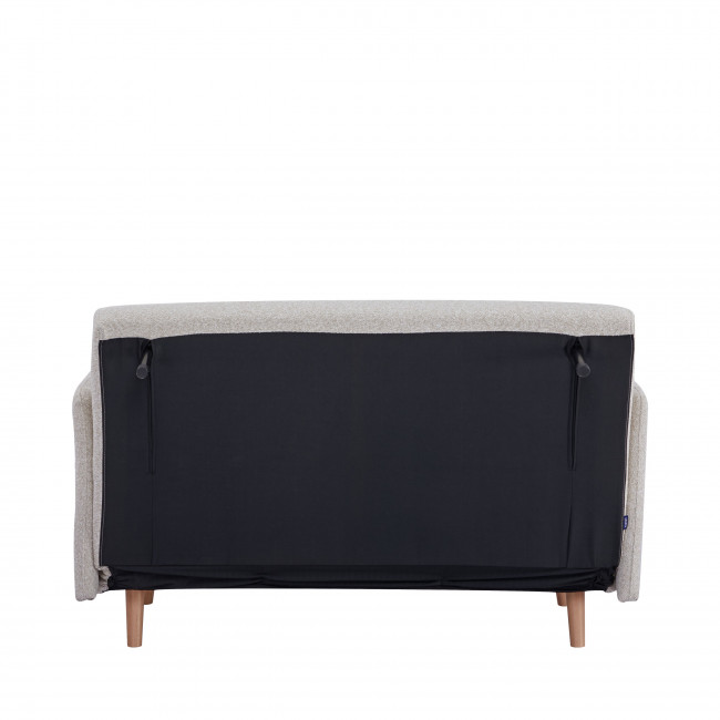 Belushi - Canapé convertible 2 places en tissu bouclette pieds bois clair L120cm