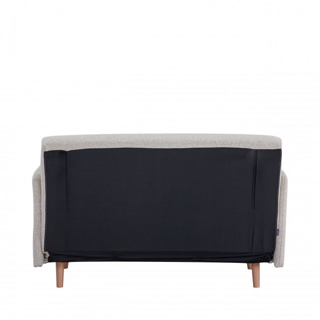 Belushi - Canapé convertible 2 places en tissu bouclette pieds bois clair L120cm