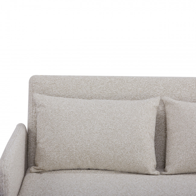 Belushi - Canapé convertible 2 places en tissu bouclette pieds bois clair L120cm
