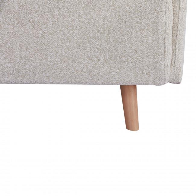 Belushi - Canapé convertible 2 places en tissu bouclette pieds bois clair L120cm