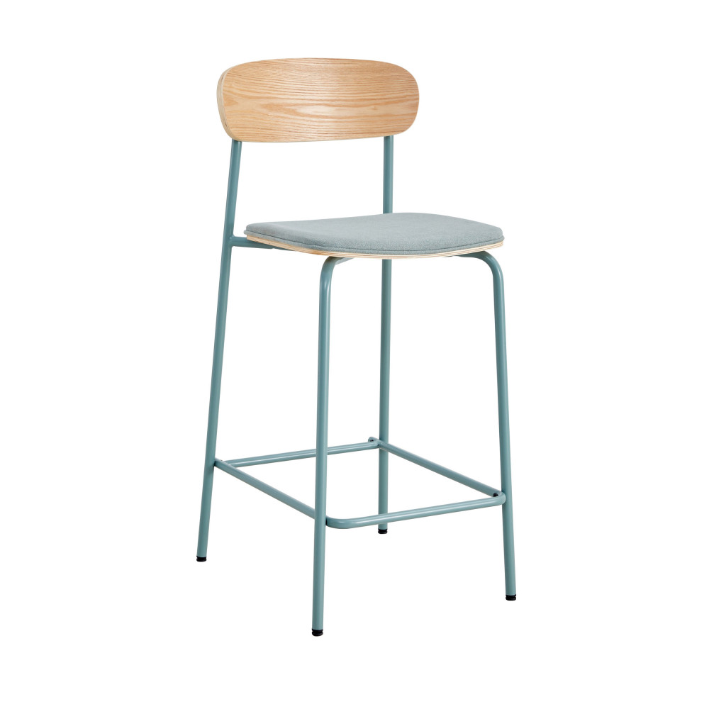 arno - lot de 2 chaises de bar en tissu et métal 66 cm - couleur - vert d'eau