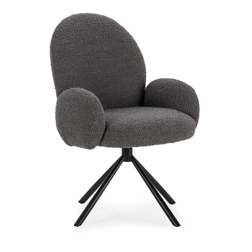 douro - chaise de bureau en tissu bouclette et métal - couleur - gris foncé