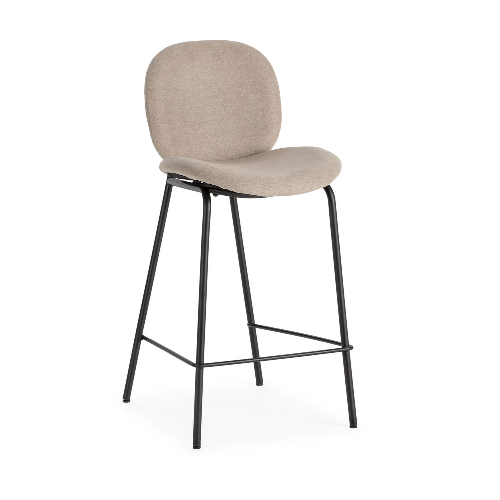 bega - lot de 2 chaises de bar en tissu et métal 65 cm - couleur - beige