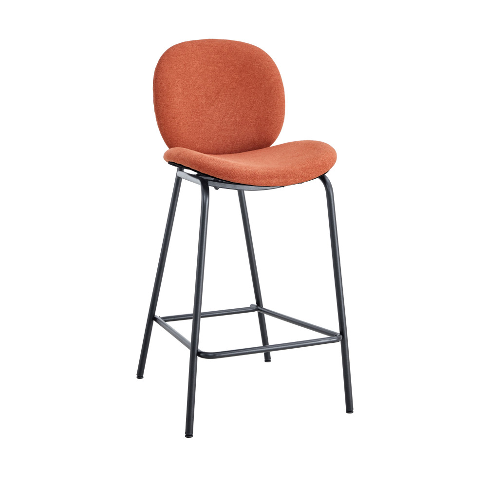 bega - lot de 2 chaises de bar en tissu et métal 65 cm - couleur - rouille