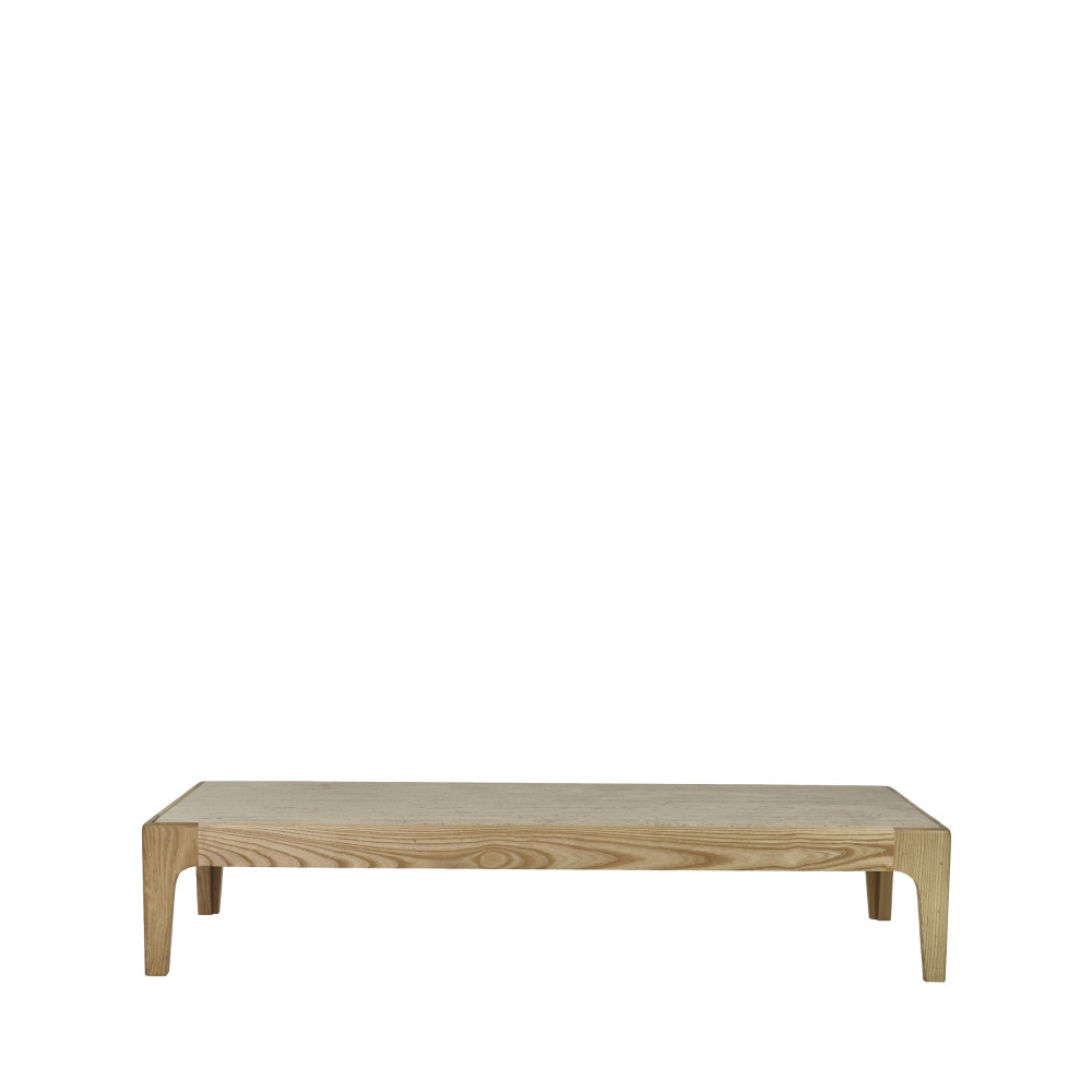 livorno - table basse en travertin et bois - couleur - bois clair