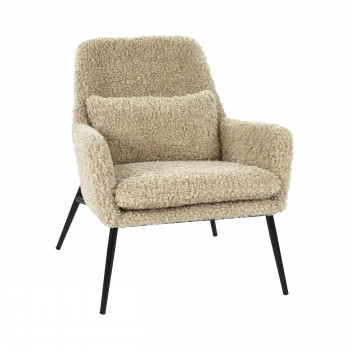 Hailey - Fauteuil en tissu bouclette et métal