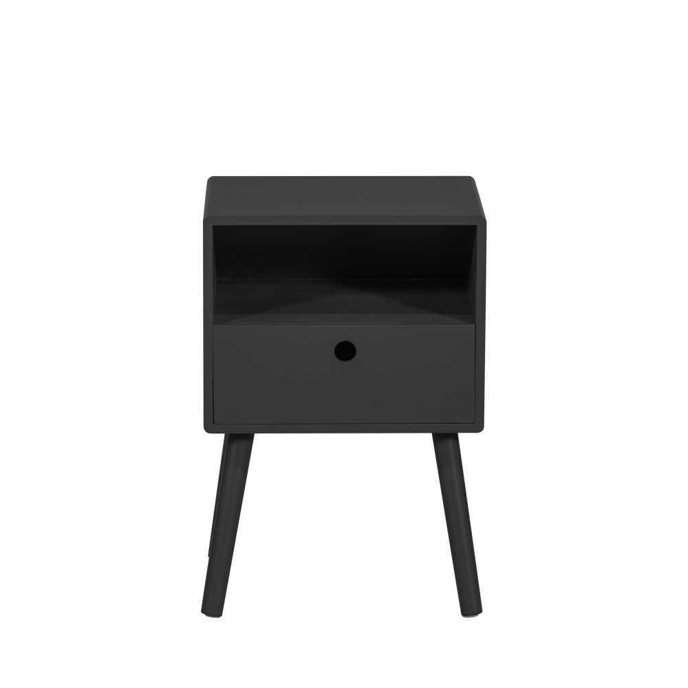 ozzy - table de chevet 1 tiroir, 1 niche en bois - couleur - noir