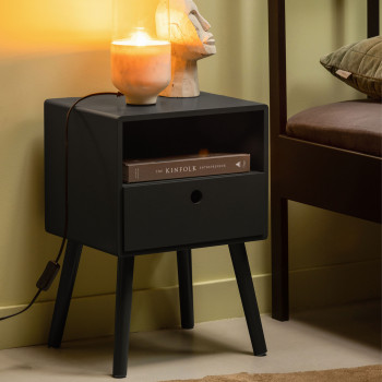 Ozzy - Table de chevet 1 tiroir, 1 niche en bois